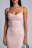 Lace Cowl Neck Maxi Dress