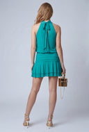 Ruched Ruffle Tiered Mini Dress