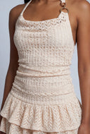 Textured Tiered Halter Mini Dress