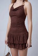 Textured Tiered Halter Mini Dress