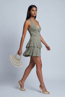 Ruffle Tiered Mini Halter Dress