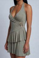 Ruffle Tiered Mini Halter Dress
