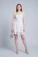 Floral Lace Cowl Neck Mini Dress