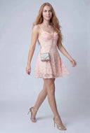 Floral Lace Cowl Neck Mini Dress