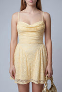 Lace Cowl Neck Mini Dress