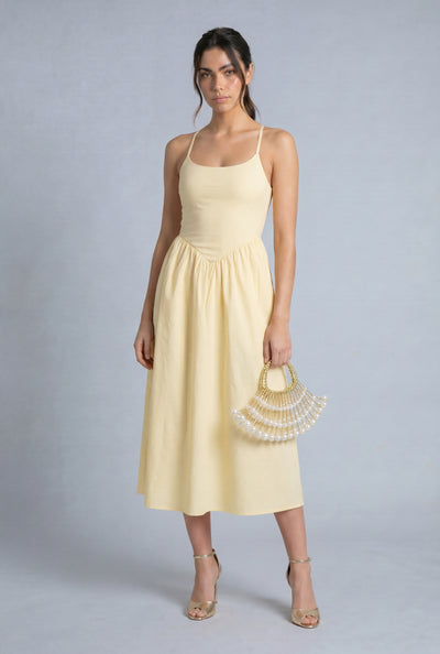Poplin Criss Cross Back Midi Dress