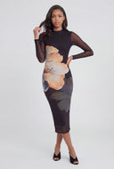 Mesh Keyhole Back Maxi Dress
