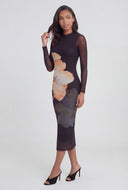 Mesh Keyhole Back Maxi Dress
