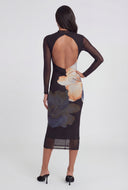 Mesh Keyhole Back Maxi Dress