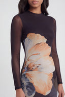 Mesh Keyhole Back Maxi Dress