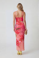 Floral Cowl Sweetheart Maxi Dress