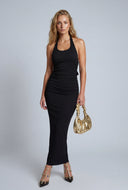 Ruched Halter Maxi Dress