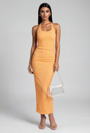 Ruched Halter Maxi Dress