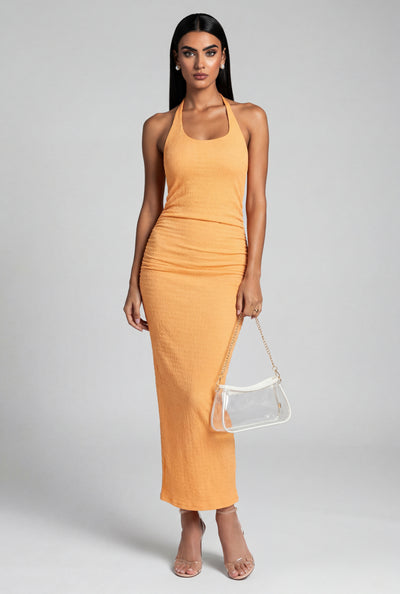 Ruched Halter Maxi Dress