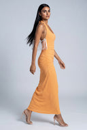 Ruched Halter Maxi Dress