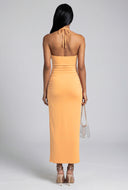 Ruched Halter Maxi Dress