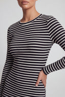 Striped Ribbed Mini T-Shirt Dress
