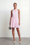 Kori Poplin Collared Halter Skater Dress