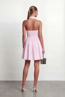 Kori Poplin Collared Halter Skater Dress