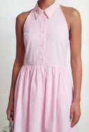 Kori Poplin Collared Halter Skater Dress