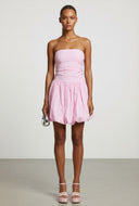 Strapless Poplin Bubble Hem Dress