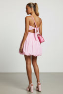 Strapless Poplin Bubble Hem Dress