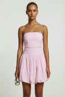 Strapless Poplin Bubble Hem Dress