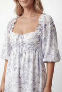 Ayleen Toile de Jouy Peasant Dress