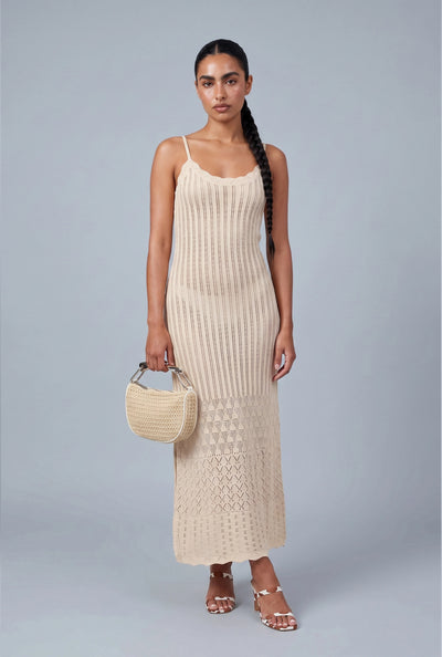 Pointelle Knit Maxi Dress