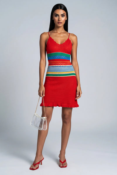 Color Block Crochet Mini Dress