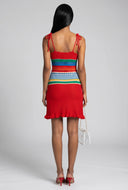 Color Block Crochet Mini Dress