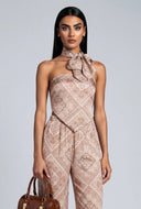Skylar Bandana Print Tube Top with Scarf