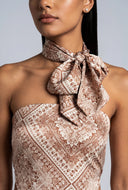 Skylar Bandana Print Tube Top with Scarf
