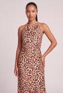 Leopard Print Satin Halter Top