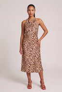 Leopard Print Satin Halter Top