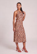 Leopard Print Satin Halter Top