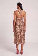 Leopard Print Satin Halter Top