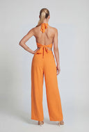 Ruched Crepe Tie Back Halter Top
