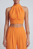 Ruched Crepe Tie Back Halter Top