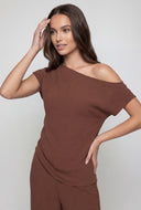 Romy One Shoulder Crepe Knit Blouse