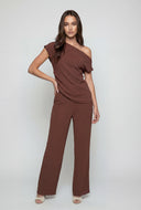 Romy One Shoulder Crepe Knit Blouse