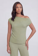 Romy One Shoulder Crepe Knit Blouse