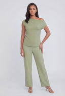 Romy One Shoulder Crepe Knit Blouse
