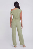 Romy One Shoulder Crepe Knit Blouse