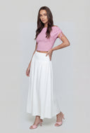 Smocked Waist Slit Maxi Skirt