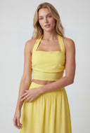Smocked Back Crop Halter Top