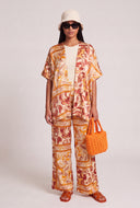 Patterned Satin Wide Leg Pants