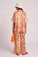 Patterned Satin Wide Leg Pants