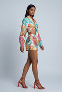 Makenzie Leaf Print Tie Front Shirt