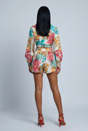 Makenzie Leaf Print Tie Front Shirt